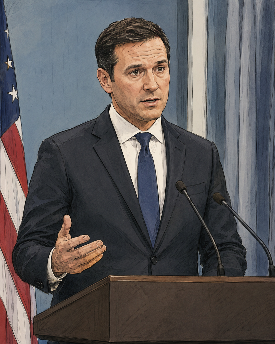 A public figure speaking at a podium, used as an illustrative verification example.